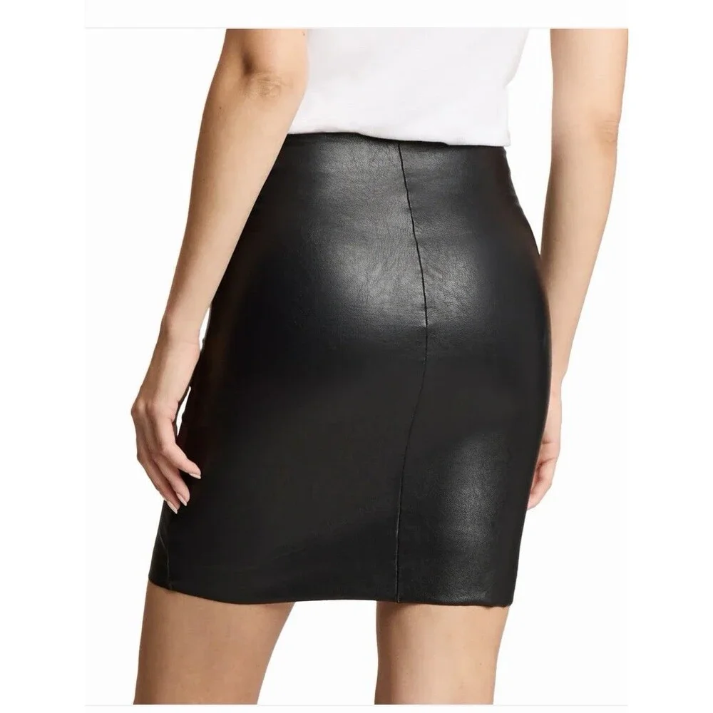 Commando Faux Leather Mini Skirt Black XL Smoothing Pull On Stretch NWT